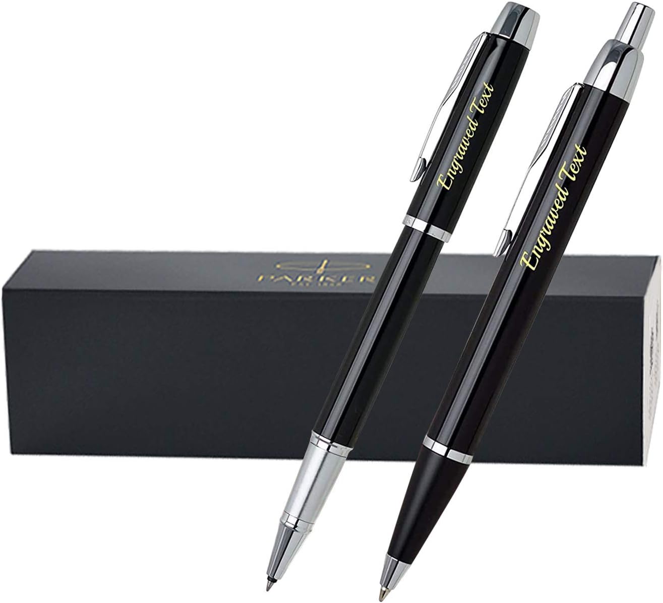 Personalised Engraved Parker IM Pen & Rollerball Pen Set, Black Ink - Gift for Christmas, Gift For Men and Women - Enter Your Custom Engraving