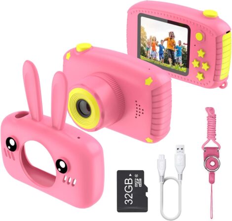 3-12yo Girls’ 2-inch Digital Camera Set, With 32GB SD Card – Ideal Birthday/Christmas Toy