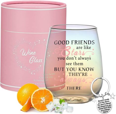 Personalized Stemless Wine Glass: Yalucky Friendship Gift for Colleague or Special Friend