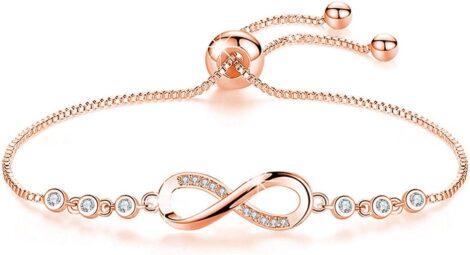 Lily Infinity Bracelet: 925 Silver, White Gold Plated, CZ Friendship Jewelry – Perfect Birthday Gift for Women
