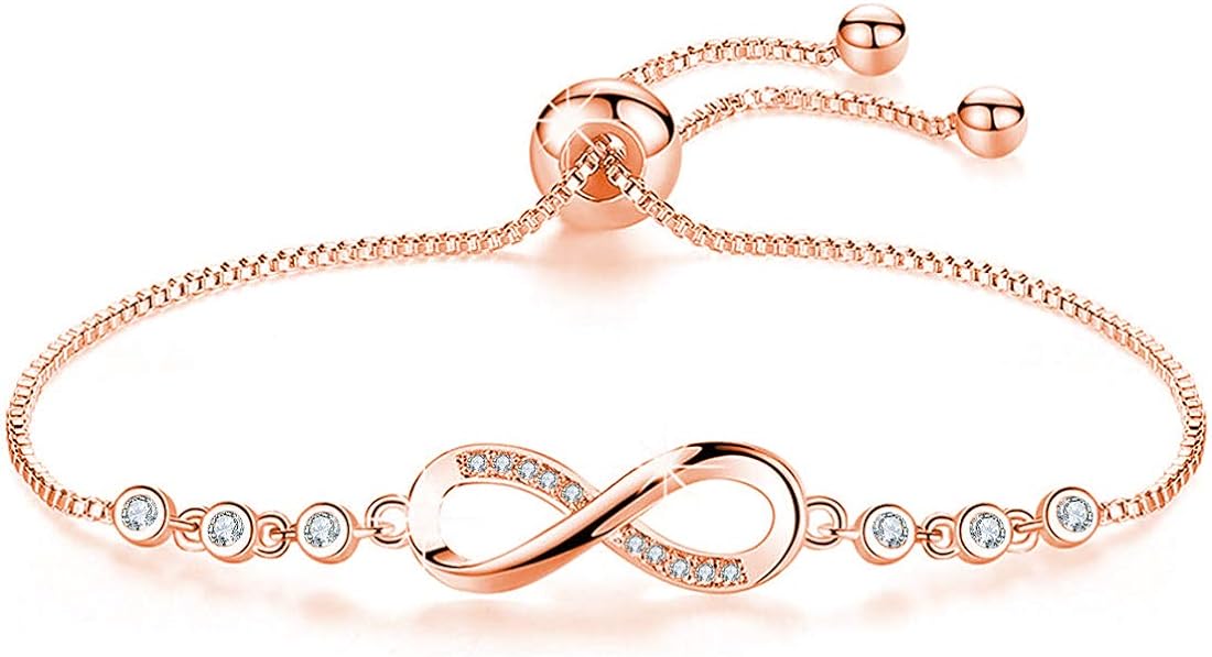 Cosie Lily Infinity Bracelet for Women,925 Sterling Silver White Gold Plated Love Heart Bracelet with Cubic Zirconia Friendship Bracelets,Birthday Gift for Women,Ladies Jewellery Gift