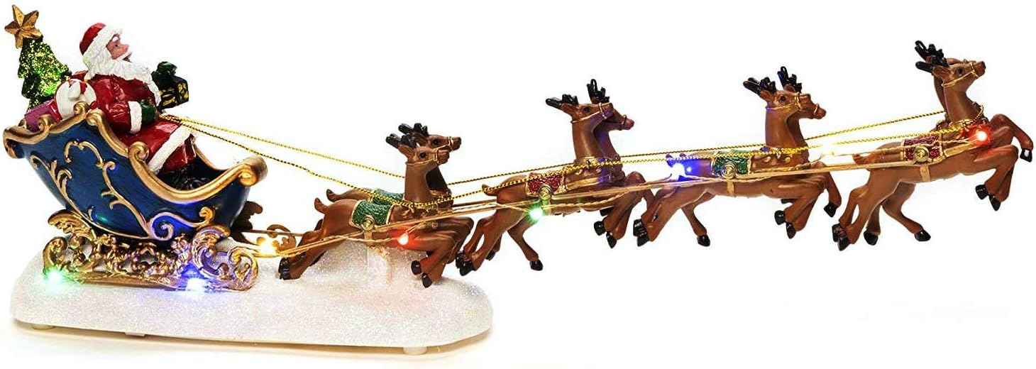 Konstsmide LED Christmas Scene : Santa in Sleigh with Flying Reindeer : Battery : 4205-000