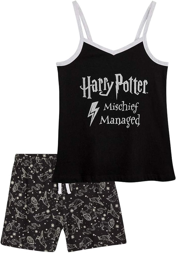 Harry Potter Girls Pyjamas Summer Sleepwear 2 Piece Short Girls PJs Soft Breathable Nightwear Hogwarts Teenagers and Girls' Pyjama Sets Lounge Wear Gifts