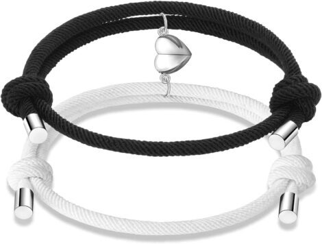 Sfoni Magnetic Bracelets: Love Heart Relationship Friendship Rope Bracelet with Card.