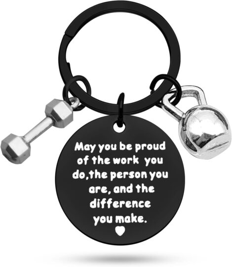 Fitness Trainer Appreciation Keychain, Gym Workout Jewelry, Thank You Gift for Personal Trainer