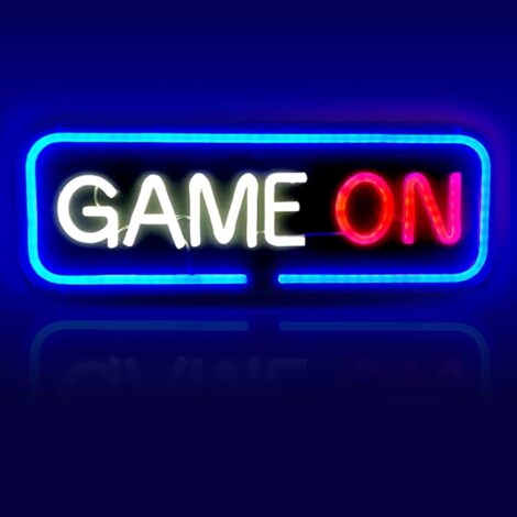 Game On Neon Sign: Handmade Blue USB Powered 16in Game Light for Gamers. Perfect Room Décor!