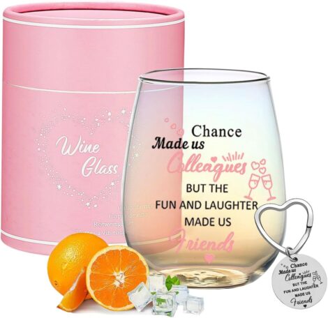 Colorful Yalucky Colleagues Iridescent Wine Glass, Funny Present for Coworkers – Personalized & Appreciative.