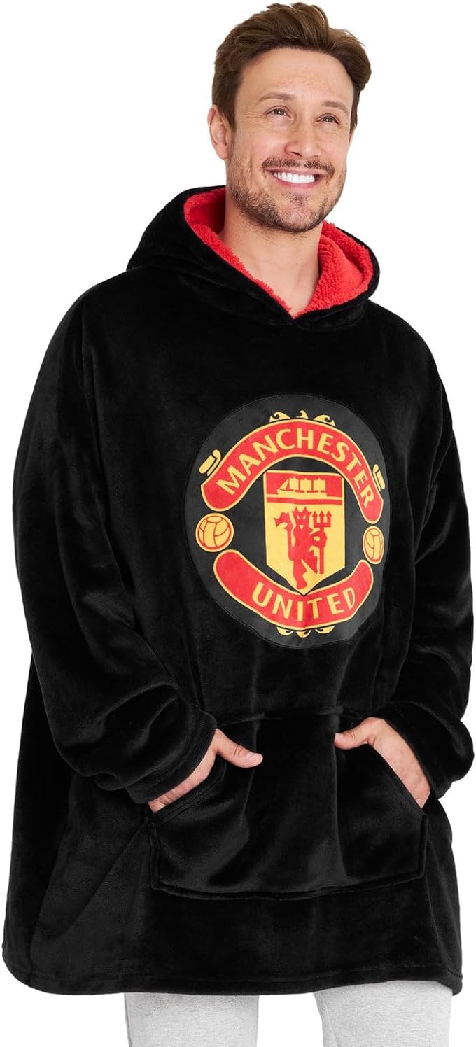 Manchester United F.C. Oversized Hoodie Blanket For Men, Man U Football Gifts