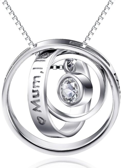 Engraved Silver Triple Ring Necklace: Ideal Mum’s Gift