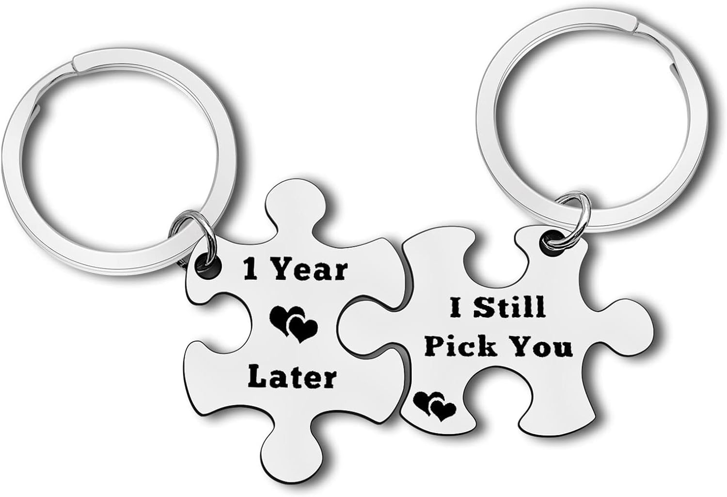 Anniversary Keyring Gifts for Him Her Couple Keychain 1 Years Later I Still Pick You Puzzle Matching Keychain Set 1st Wedding Anniversary Jewelry Gift Couple Gift for Husband Wife Valentines Day Gift