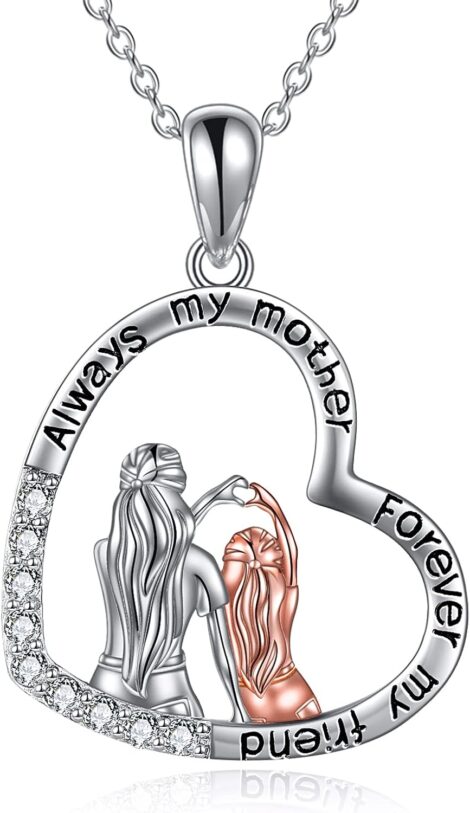 YAFEINI Mum 925 Sterling Silver Mother-Daughter Necklace for Mother’s Day Pendant Jewelry.