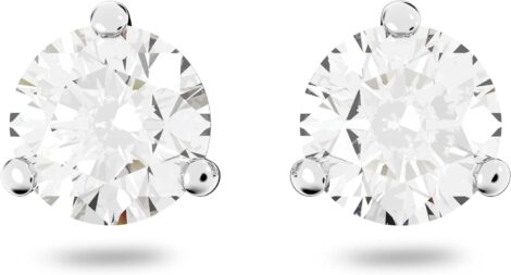 Swarovski Solitaire stud earrings – Round cut in White, Rhodium plated. (12 words)