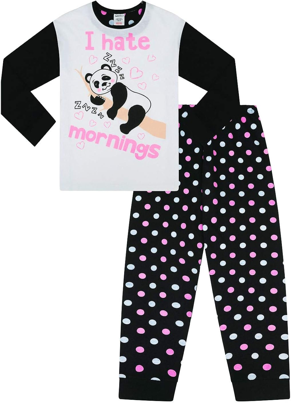 Girls I Hate Mornings Panda Bear Long Pyjamas