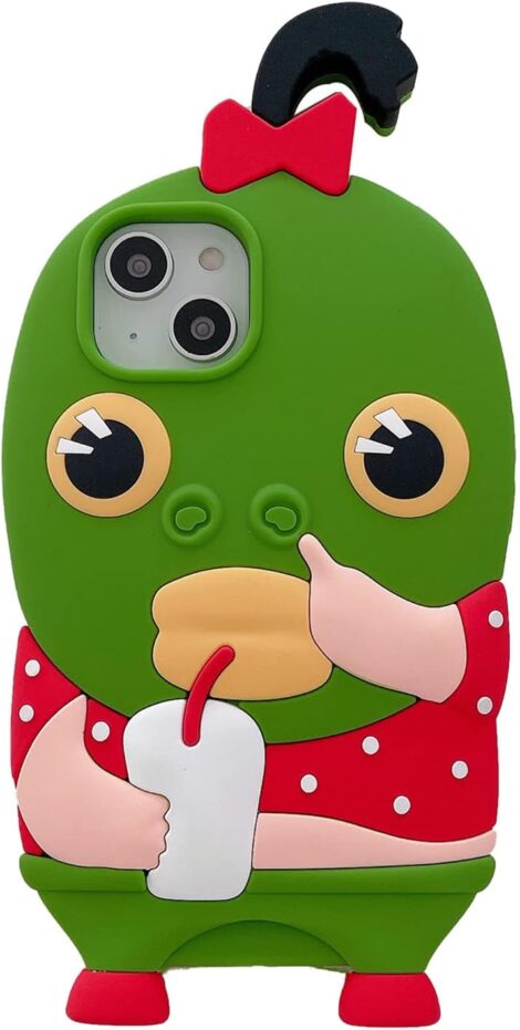 YAKVOOK Cute Bunny iPhone 14 Case: Fun, Silicone, Cartoon Ugly Fish Design – Shockproof Protection for Women/Girls