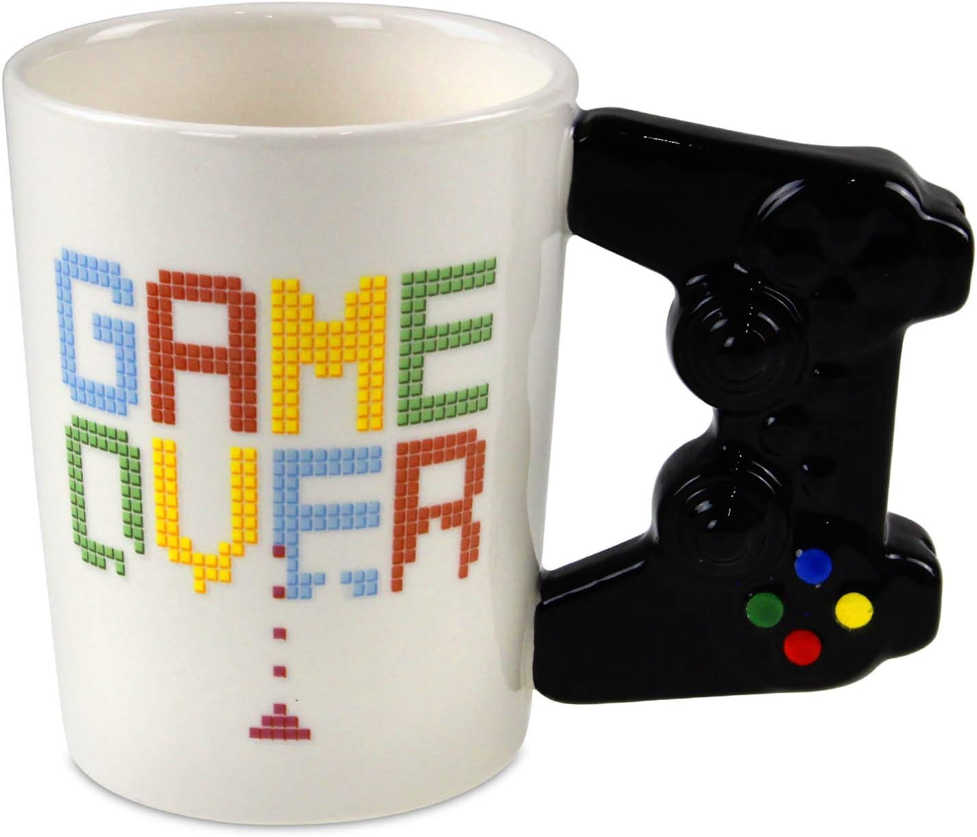 Puckator Game Over Game Controller Ceramic Shaped Handle Mug, Tea Coffee Hot Drinks, Decorative Gift Box, Home Kitchen Office Height 11cm Width 14.5cm Depth 8.5cm