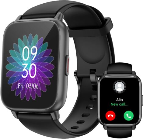 RUIMEN Answer Dial Call Smart Watch: 1.69″ Touch Screen Fitness Tracker with SpO2, Heart Rate, Sleep Monitor.