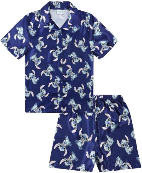 Disney Lilo & Stitch Girls Satin Pyjama Set (Sizes 6-12 Years)