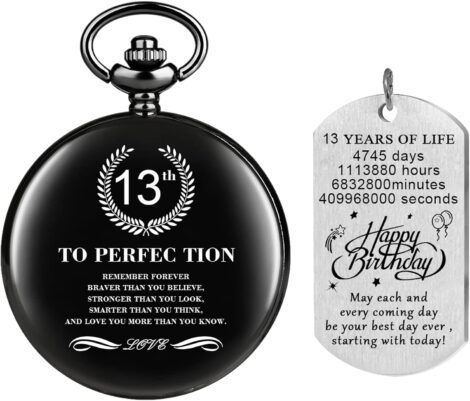 Tiong Inspirational Pocket Watch: Birthday Gift with Chain and Gift Box