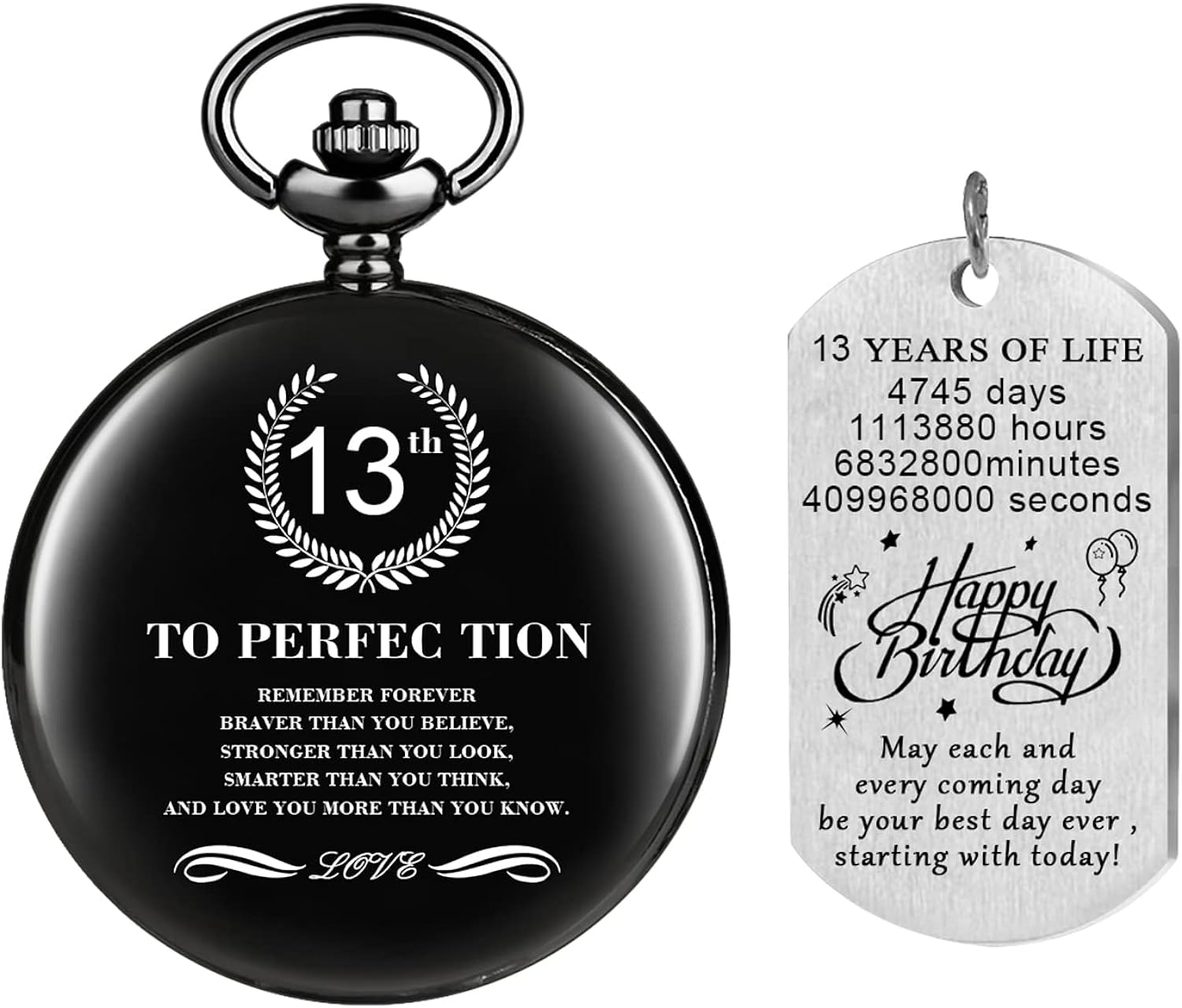 Tiong Inspirational Pocket Watch with Chain for 13/16/18/21/30/40/50/60 Birthday Gifts Birthday Keepsake Presents with Gift Box