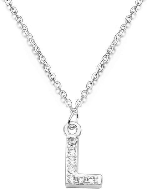 Initial Crystal Pendant Necklace for Women