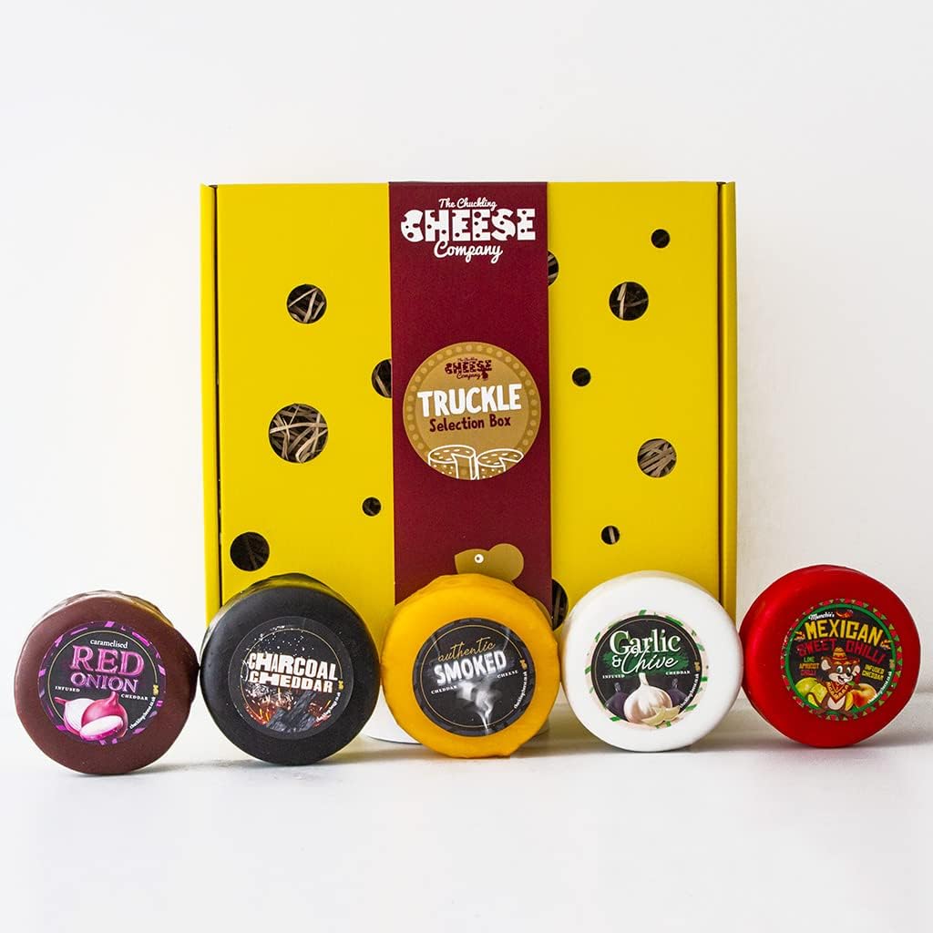 Gourmet Cheese Gift Tray. A Wonderful Selection Box of Five Cheese Perfect for A Birthday Hamper. The Ultimate Unusual Gifts for A Cheese Lover to Enjoy for Lunch. The Chuckling Cheese Company.