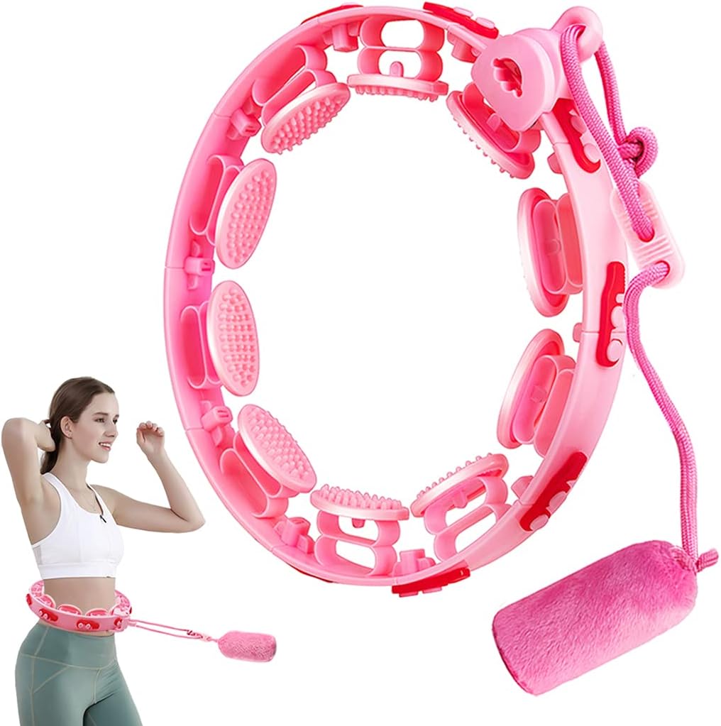 FCXJTU Weighted Hoola Fitness for Adults Weight Loss, Smart Exercise Infinity Hoop for Women, 16 Detachable Knots Adjustable Abdomen Massage