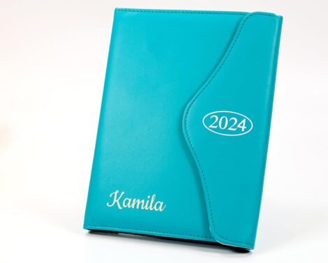 2024 Personalised Custom Diary Organiser: Create a Unique Gift with Laser Engraved PU Leather – A6 Teal.