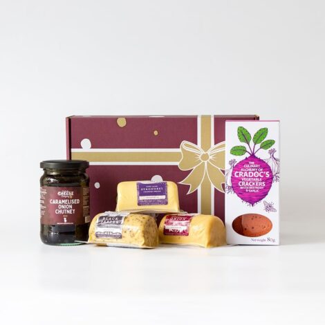 Cheddar Variety Gift Box: Tasty Cheese Selection with Flavors, Chutney, Crackers. Unique Gift from Chuckling Cheese.