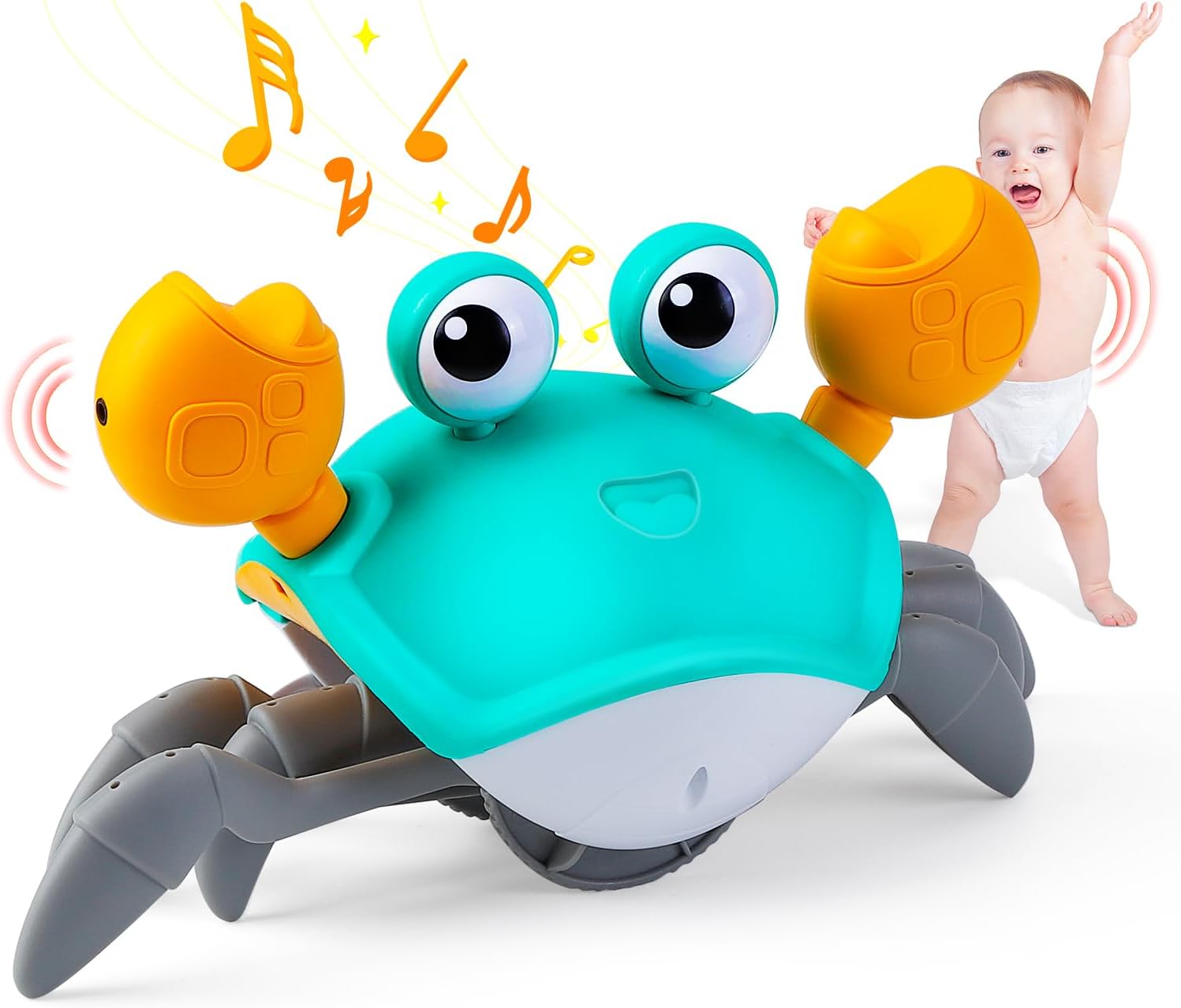 1-3 Year Old Boy/Girl Gifts,Crawling Crab Baby Toys 6-18 Months,Sensory Musical Toys for Babies,Interactive Tummy Time Crab With Music and Light,Birthday Gifts for Boy,Toys for 1-4 Year Old Boys