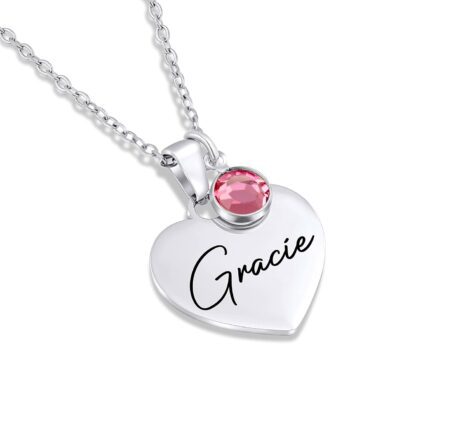 Elegant Swarovski Birthstone Heart Necklace – Perfect for Women, Weddings & Special Occasions.