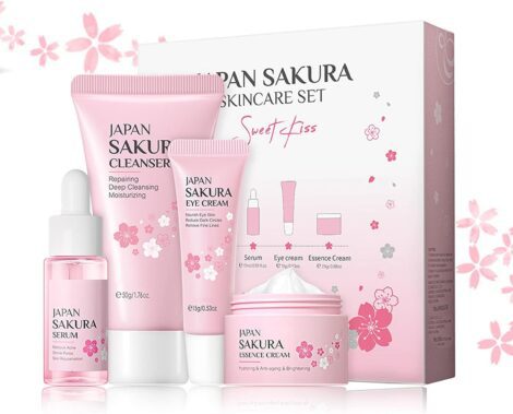 Teenage Girls Skincare Set, Pamper Kit with Sakura Skincare Essentials (4PCS, All Skin Types)