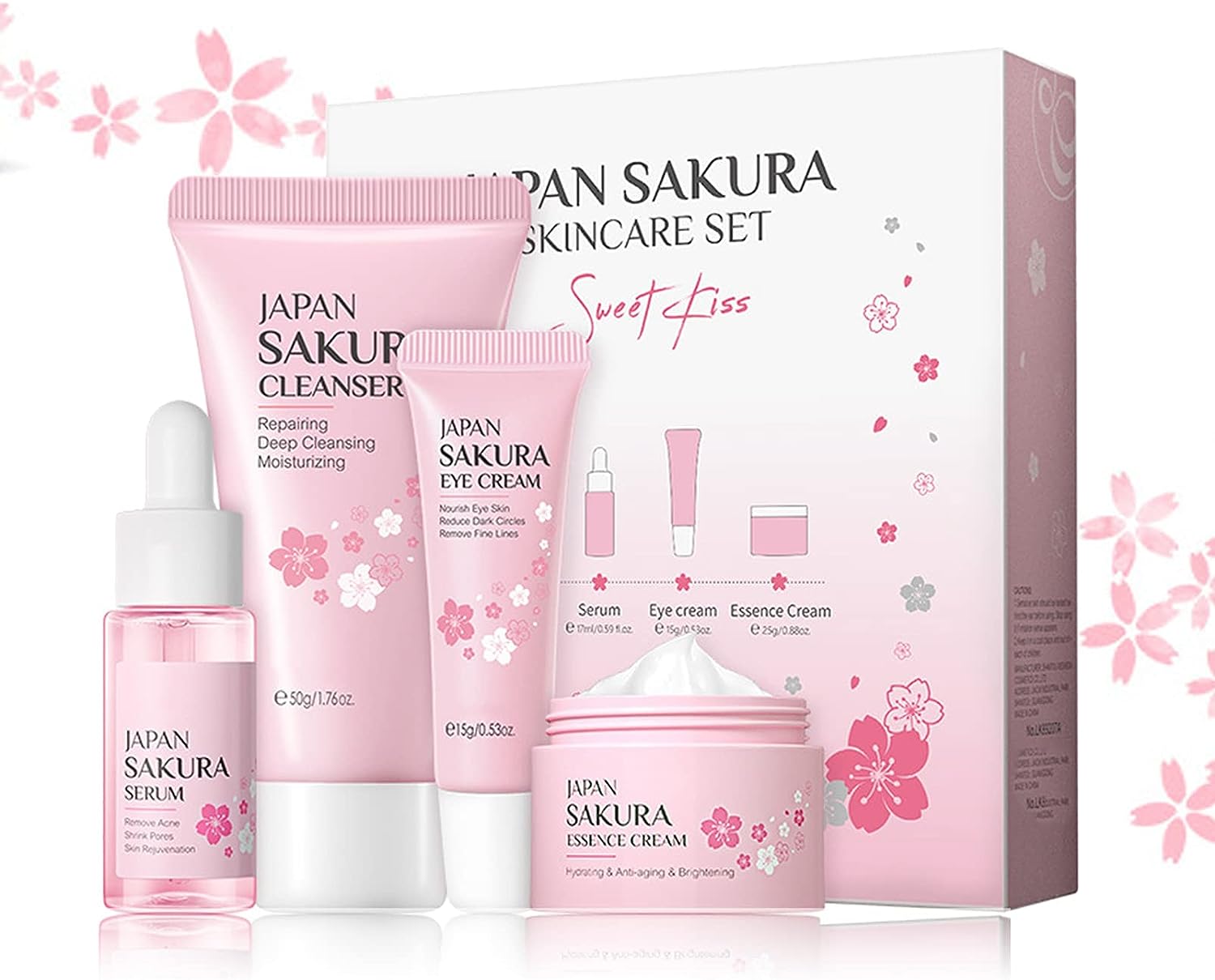 Skin Care for Teenage Girls,Gifts for Her,Pamper Skincare Set, Skin Care Sets & kits,Skin Essentials Kit,Womens Gift Sets,All Skin Types (4PCS Sakura Skincare Sets)