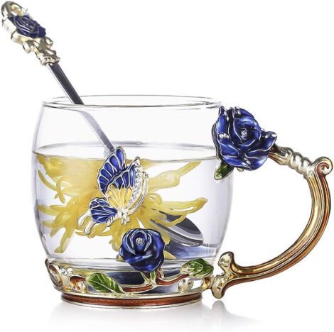 Evecase Enamels Cup Set with Spoon: Ideal Gifts for Women on Various Occasions.