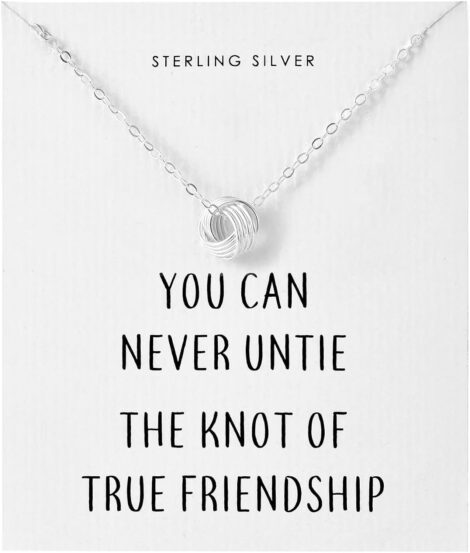 Philip Jones Friendship Quote Knot Necklace in Sterling Silver (15 words)