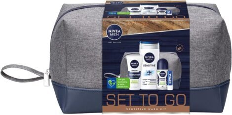 NIVEA MEN Sensitive Wash Kit Giftset: Skincare On-The-Go for Men with NIVEA MEN Crème.