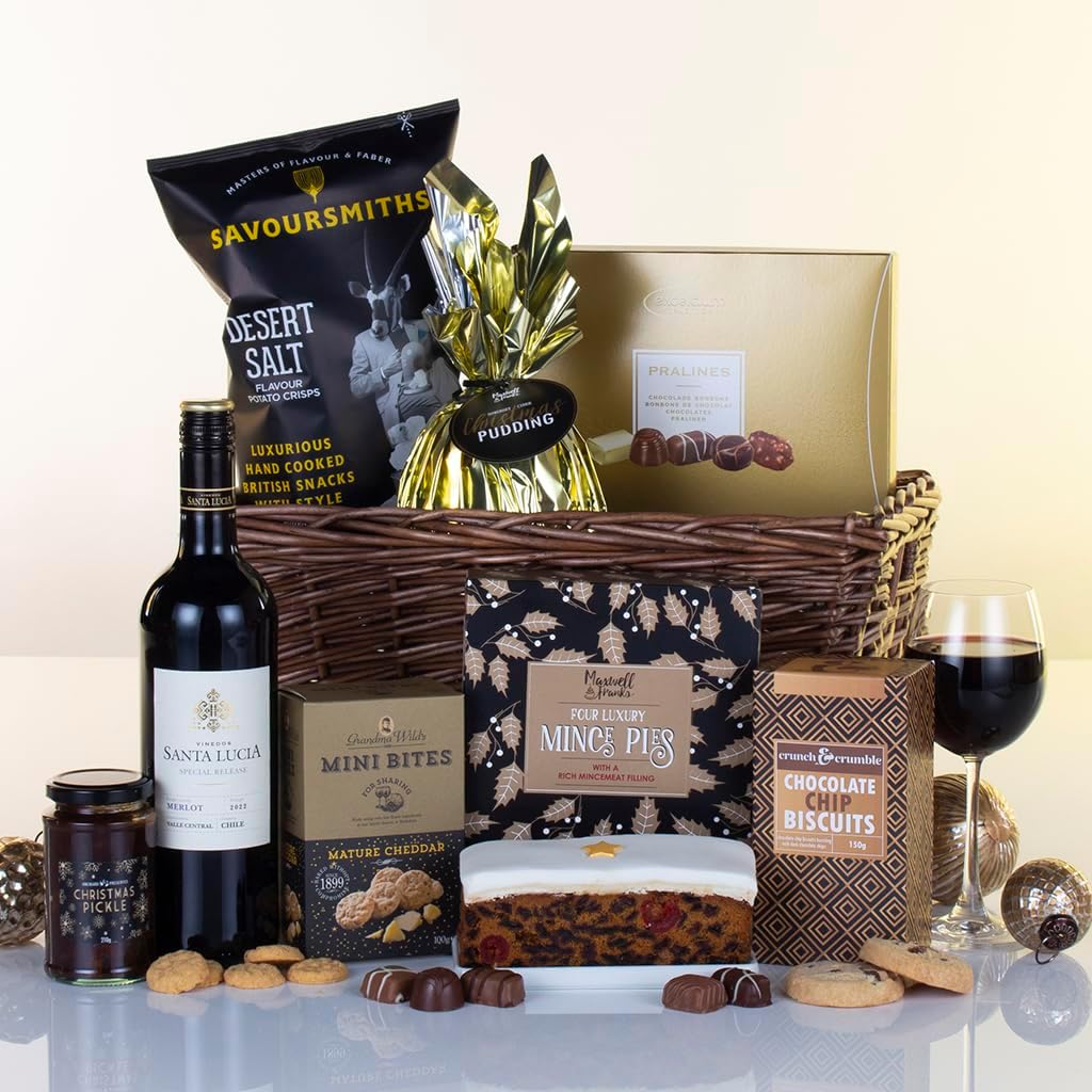 Season's Greetings Basket - Christmas Hamper with Food and drink -Gift for Employees, customers, Family and Friends. - Next DEL...