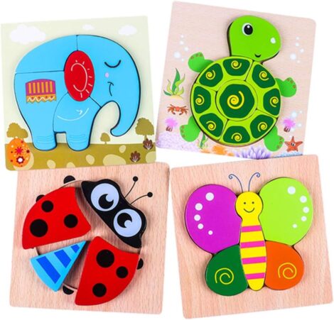 4-Piece Animal Jigsaw Set: Wooden Puzzles for Toddlers (<15 words)