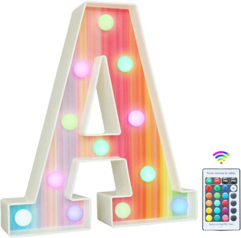 LED Rainbow Light Up Letters, 16-Color Changing Alphabet Sign – Perfect Party & Birthday Decor.