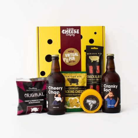 Pub Gift Box – Tasty Assortment of Foodie Delights with Savory Snacks, Cheese, and Beer. Perfect for Food Gifts!