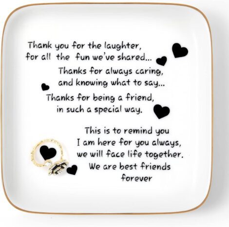 Women’s Birthday Trinket Dish: Inspirational Friendship Gift with Thank You Sayings – Funny & Meaningful Idea for Her