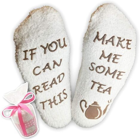 Funny Tea Socks in Cupcake Packaging: Warm, Fuzzy Gift for Women, Wife, Hostess, Housewarming, Birthday.