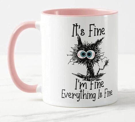 Vixar Cat Joke Mug, the Perfect Coloured Cup for Birthday, Office, or Christmas. (Pink)