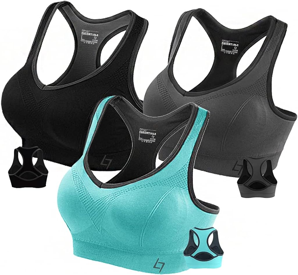 FITTIN Racerback Sports Bra for Women- Padded Seamless Activewear Bras for Yoga Gym Workout Fitness