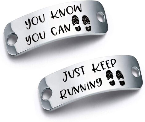 MYOSPARK Running Shoe Lace Tag – Never Stop, Fitness Training Jewelry, Running Gift