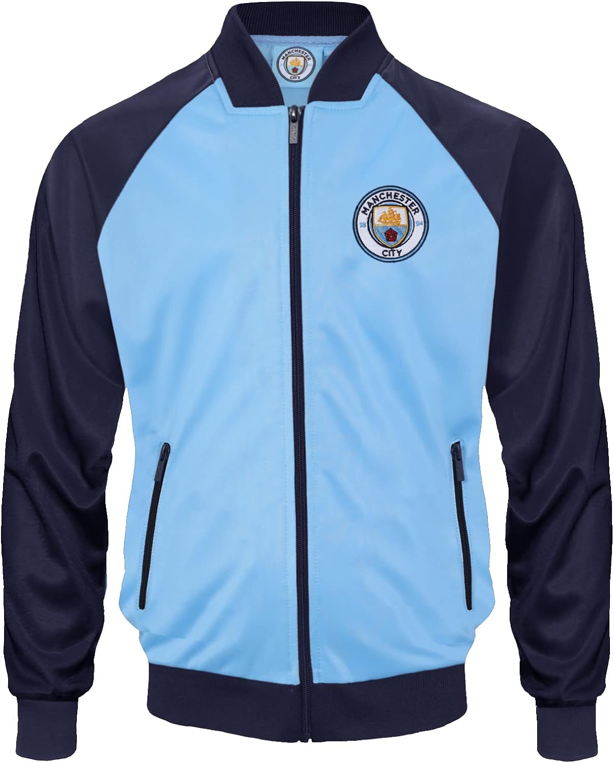 Manchester City Boys Jacket Track Top Retro Kids OFFICIAL Football Gift