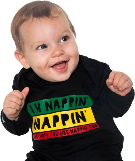 Reggae Baby Sleepsuit – Cool Bob Marley-inspired outfit: I’M NAPPIN’! Perfect gift for baby boys or girls.