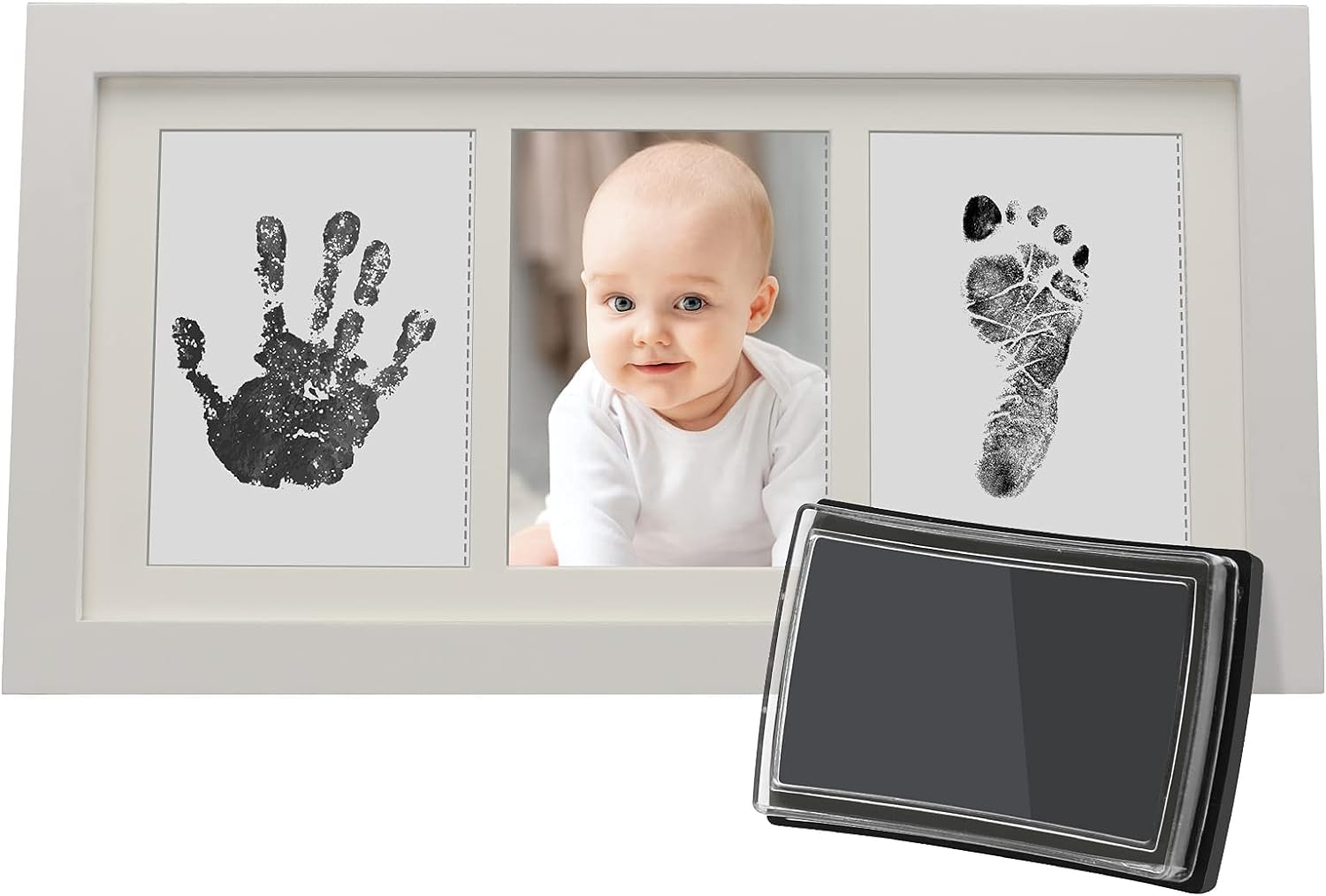 Baby Handprint and Footprint Photo Frame Kit for Newborn Girls and Boys, Baby Shower Gifts, Memorable Keepsake Box, Decorations for Christmas and Birthday Party