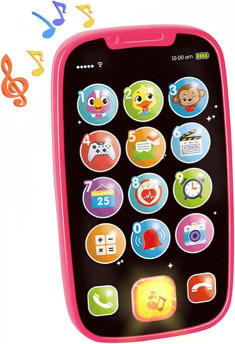 1st Birthday Gifts for Girls Pink: Baby Phone Toys with Lights, Sounds, Numbers & Letters.