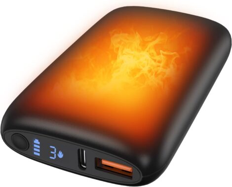 Portable Power Bank Hand Warmer – 10000mAh Rechargeable, Double-Sided Heating, 3 Levels, Long-Lasting, Winter Gift.