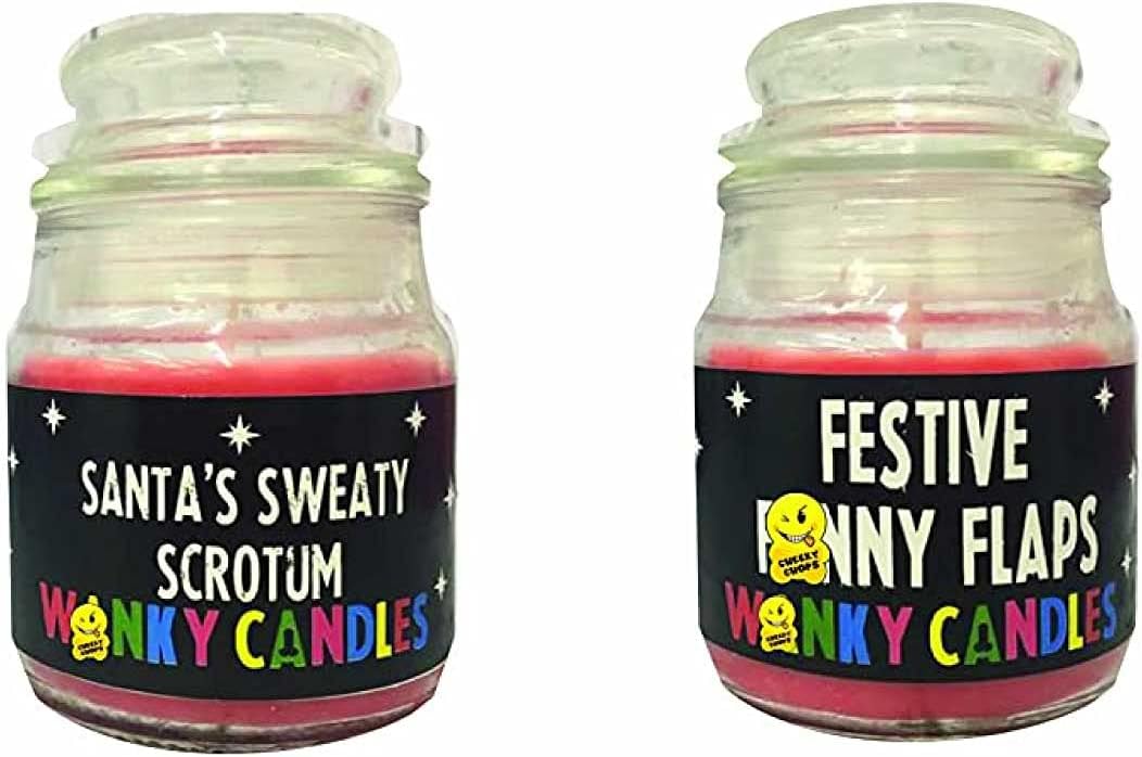 WANKY CANDLES Christmas Double Pack - Santa's Sweaty Scrotum and Festive Fanny